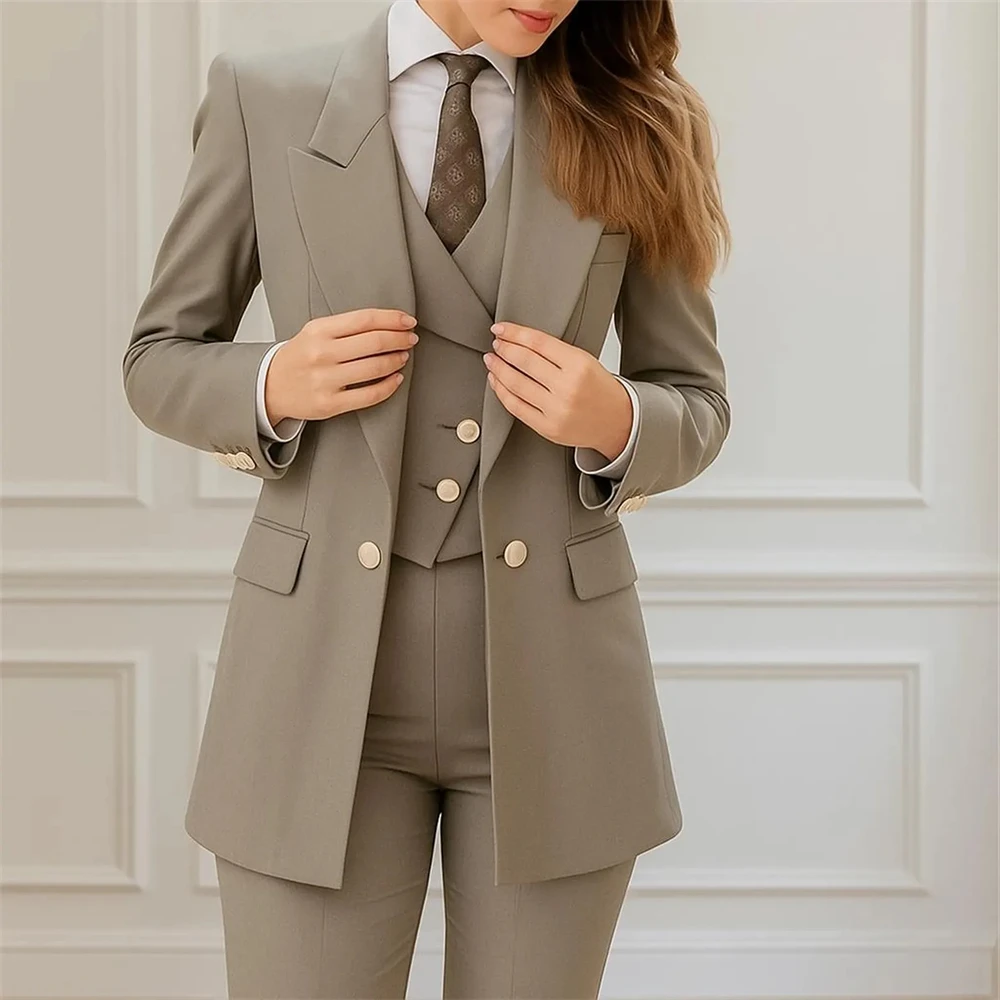 Fashion Women’s Suits 3 Piece Slim Fit Luxury Formal Outfit Clothing Office Lady Blazer Set (Jacket+Vest+Pants)