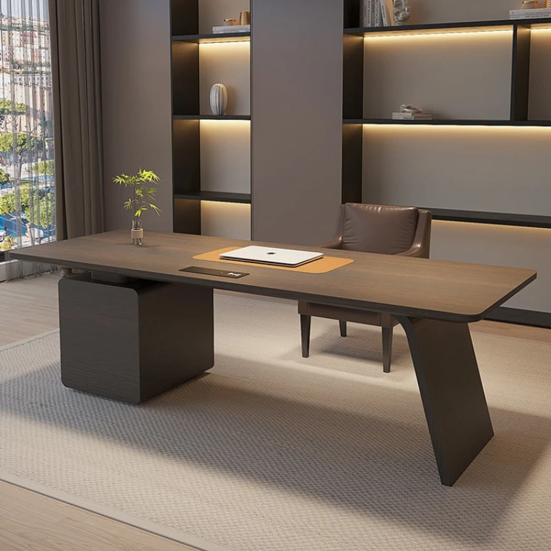 

ec-Large capacity office desk with storage office sedentary laptop desk wooden black simple mesas escritorio workshop furniture-