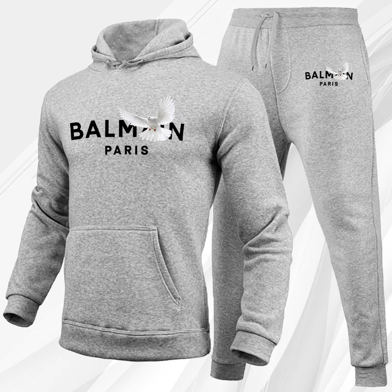 Men\'s Luxury Hoodie Set harajuku y2k Sweatshirt Sweatpant for Male Hooded Tops Jogging Trousers Suit Casual Streetwear Tracksuit