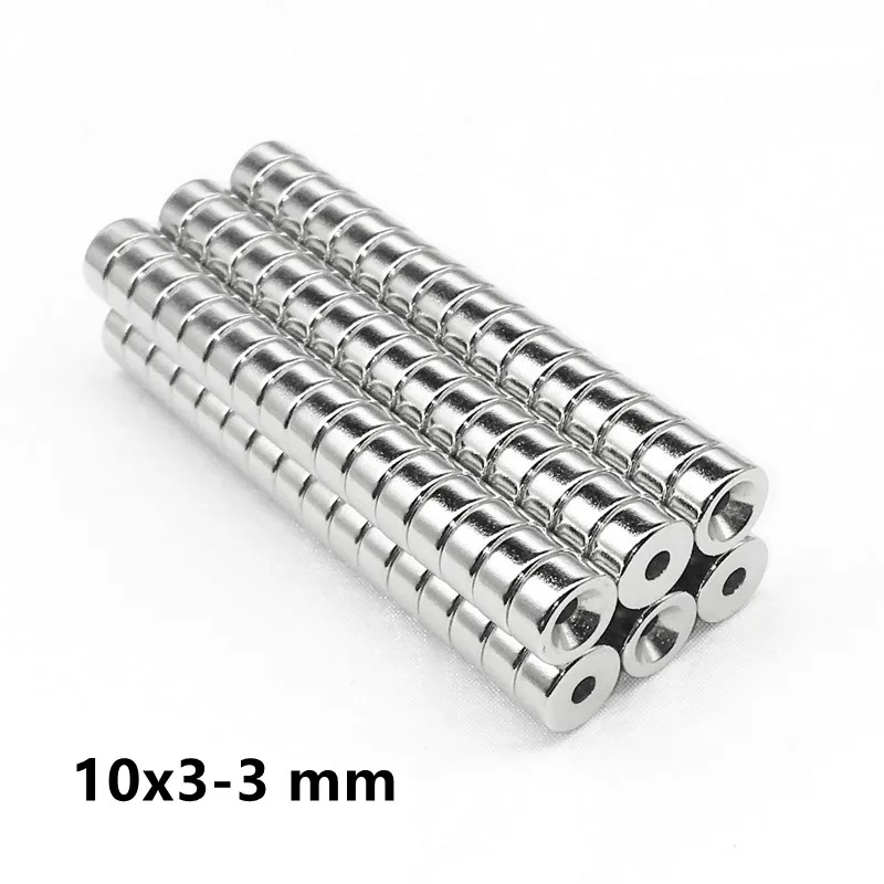 

20~1000PCS 10x3-3 Neodymium Magnet 10x3 mm Hole 3mm N35 Round Super Strong Countersunk Permanent Magnetic Magnets 10*3-3 mm 10*3