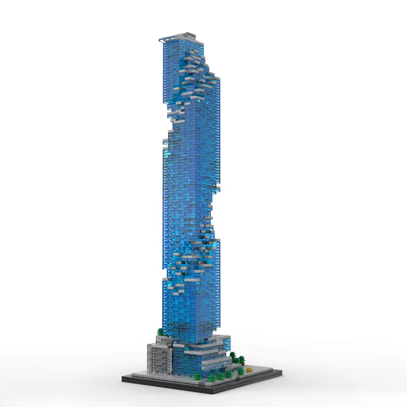 Custom MOC Building Blocks Toy Skyscraper Series Model Bangkok 1:800 scale model 1839pcs Creative holiday gift