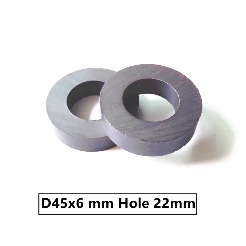 

1-2pcs/lot Y30 Ring Ferrite Magnet 45*6 mm Hole 22mm Permanent magnet 45mm x 6mm Black Round Speaker 45X6 45-22*6