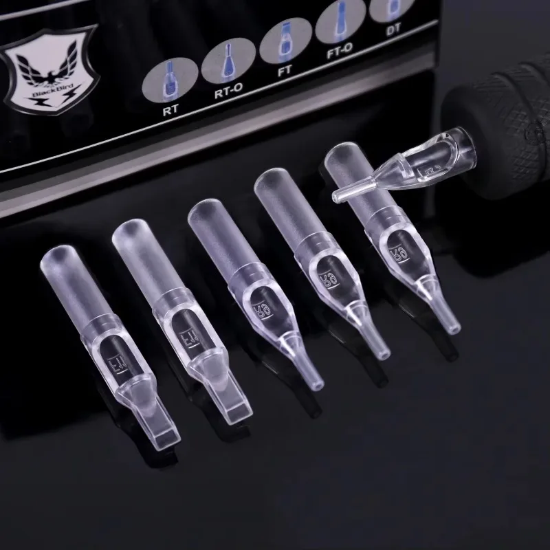 50Pcs Disposable Transparent Tattoo Nozzle Tips Clear Plastic Sterile Assorted Permanent Makeup Needle Tubes Tattoo Accessories