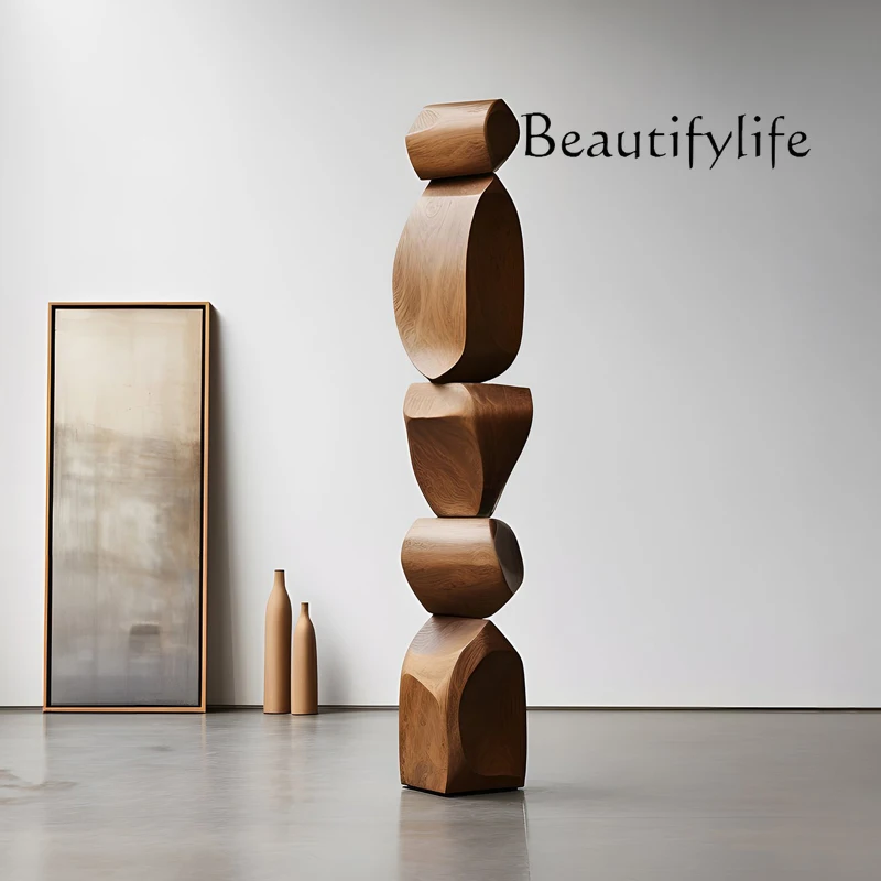 Abstract wood carving floor ornament hotel clubhouse living room porch decorative art sculpture installation