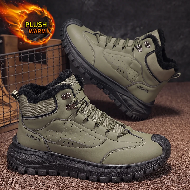 Men's High Top Versatile Snow Boots, Thick Sole Fleece Lined, Warm New Autumn Winter Sneakers for Hiking & Daily Outings