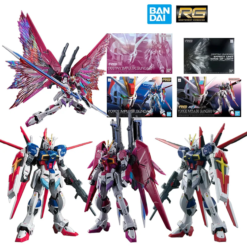 Bandai PB RG 1/144 Destiny Impulse Gundam Force Impulse Gundam Wing of Light Anime Original Action Figure Model Toy Gift Collect