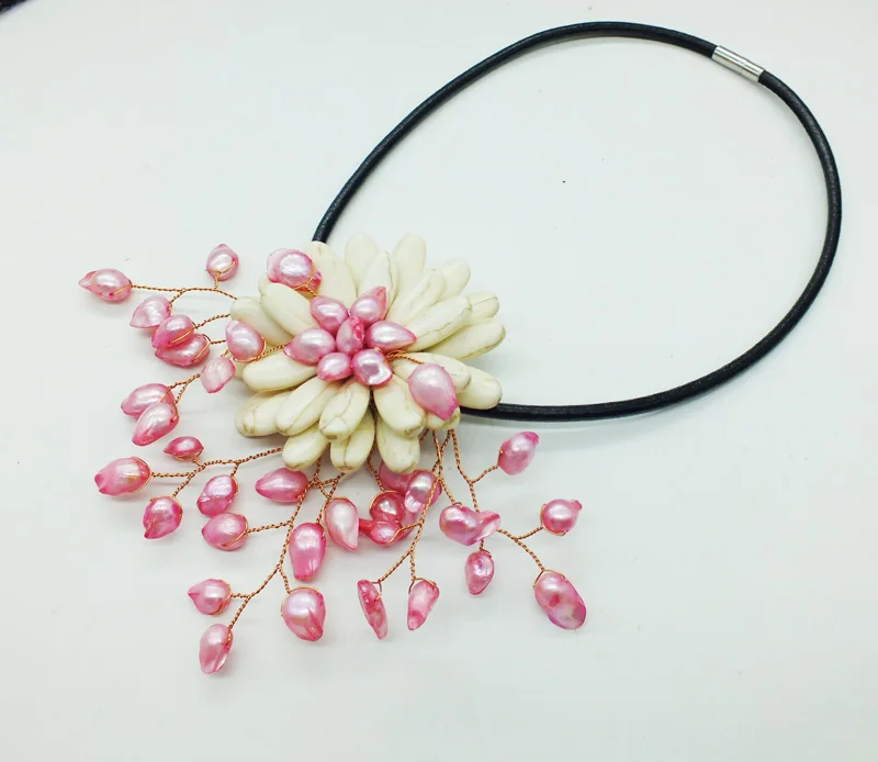 NO-262#  Like, you buy it  ! ! Last necklace  shell.pearl  flower necklace  18