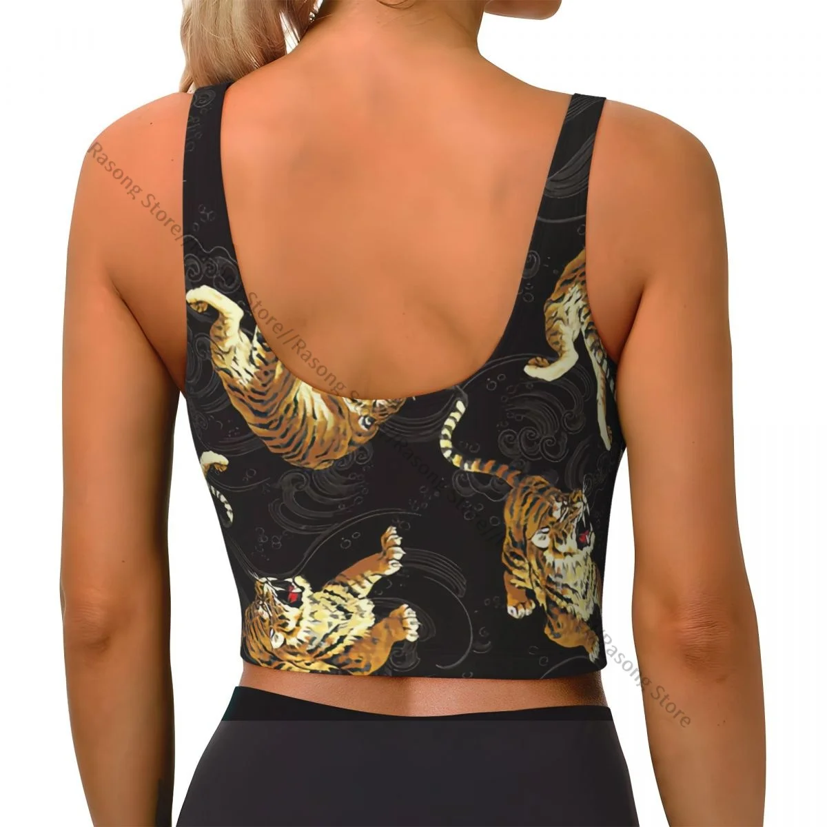 Women Sexy Sports Vest Tiger Print Female Streetwear Sport Lingerie Tee Crop Top