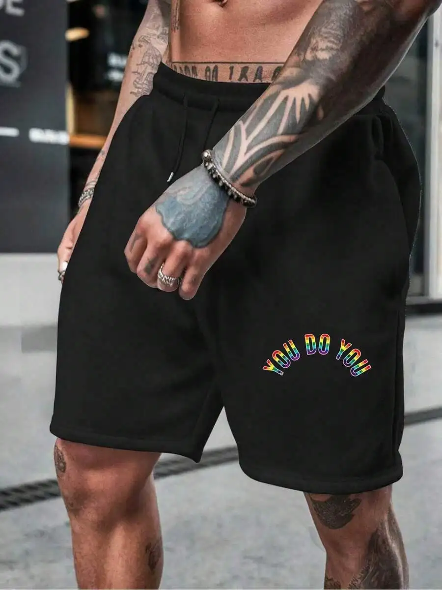 

Rainbow Print Mens Casual Shorts You Do You Summer Loose Fit