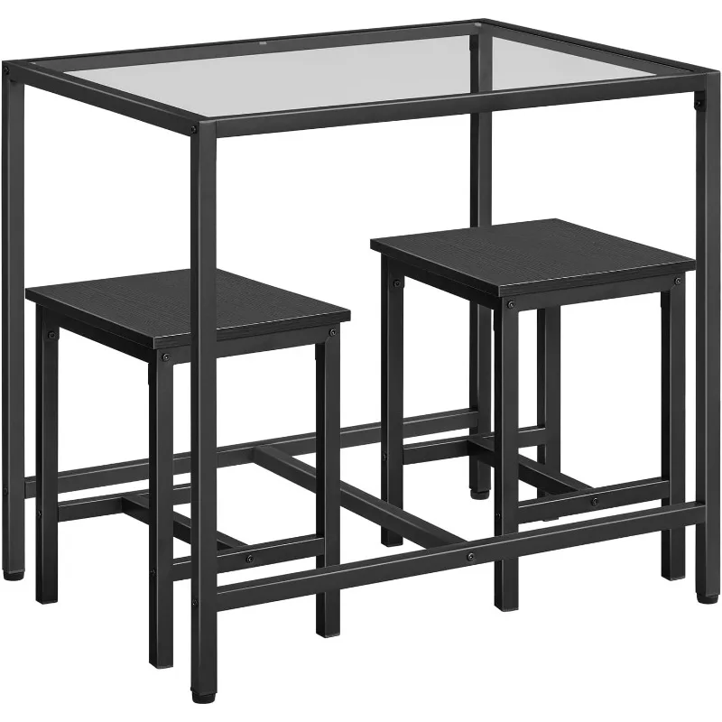 

Mordern Dining Table Set, Glass Dining Room Table Set for Small Spaces, Kitchen Table and Chairs for 3 with Chairs