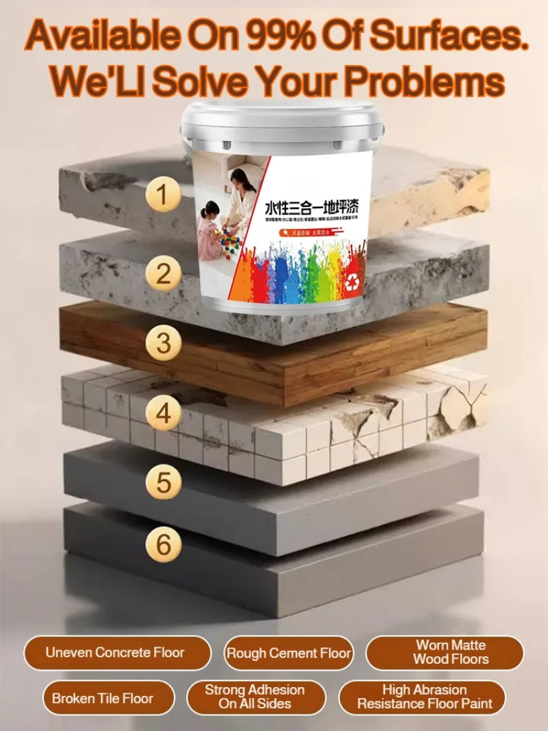 300g 3-in-1 Water-Based Epoxy Floor Paint Wear-resistant Waterproof Coating for Cement Floors Factory Workshop Indoor Outdoor