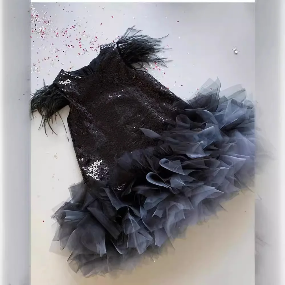 Toddler Kids Girls Butterfly Dress Sparkle Sequins Tulle Wedding Formal Birthday Dresses 2-10T
