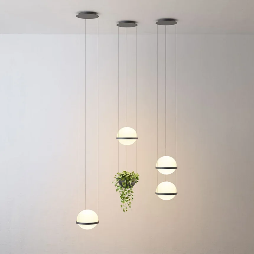 Plant Pendant Light for Entrance Bedroom Bedside Bathroom Restaurant Decoration Hanging Lamp Ceiling Chandelier Modern Led Glass