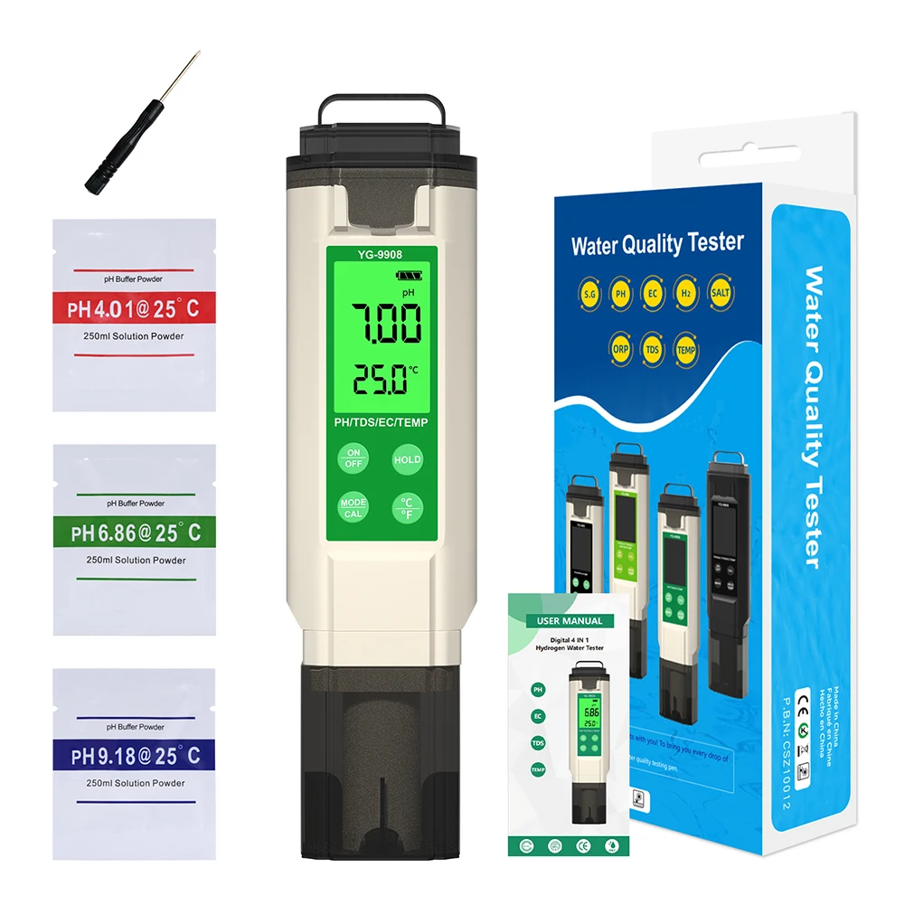 PH testing pen fish tank seawater aquaculture digital salinity meter pH and brine water quality detection instrument