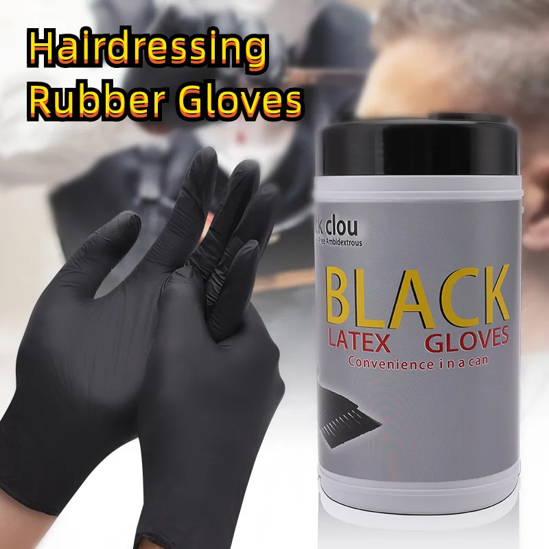 Guantes de goma negros resistentes al agua, accesorios de peluquería profesional, color de cabello, productos de limpieza