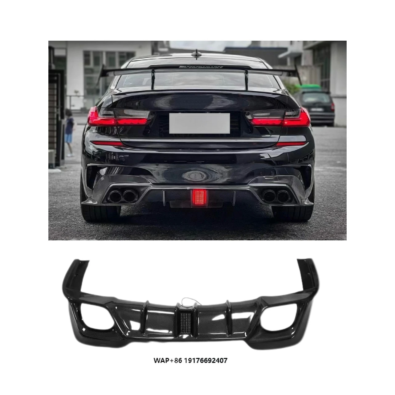 

Factory Price Carbon Fiber LED Light Bumper Diffuser forBMW 3 Series G20 G28 2019+ Body Kit Rear Bumper Competitive Style