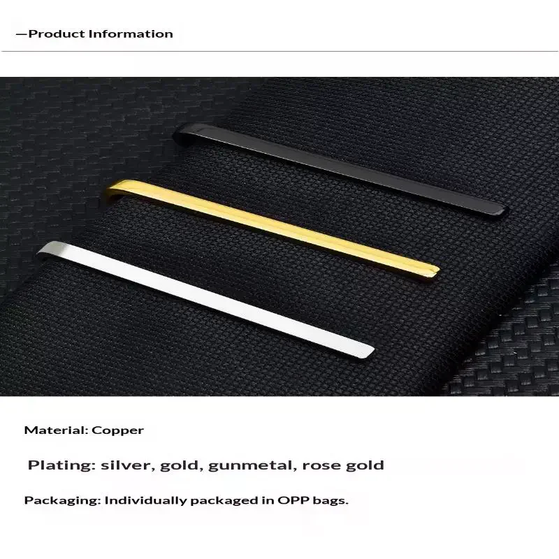 1 pieza de clip de corbata estrecho para hombre, moda de cobre, fino, pequeño, plateado, dorado, negro, ropa Formal de negocios