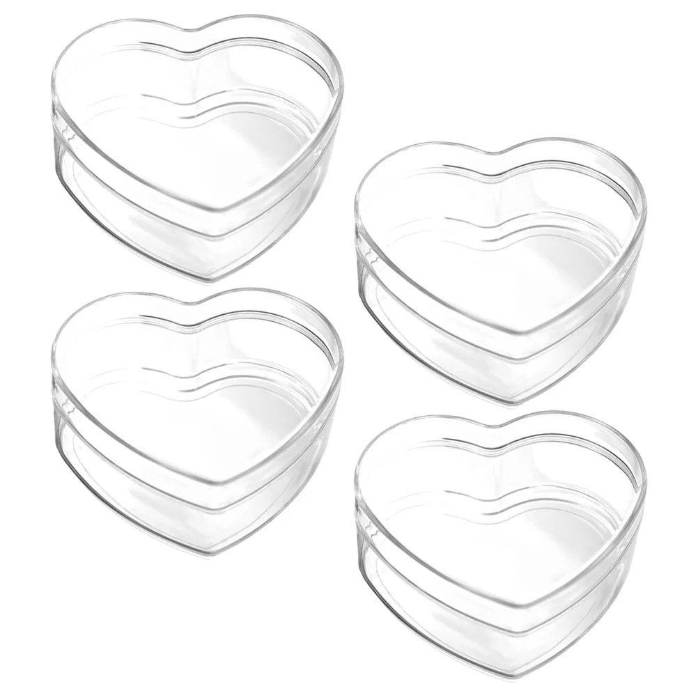 4 Pcs Gift Boxes Heart Shaped Storage Candy Wrapping Transparent Treat Snacks Packing Small Favor Party Treats Containers Miss