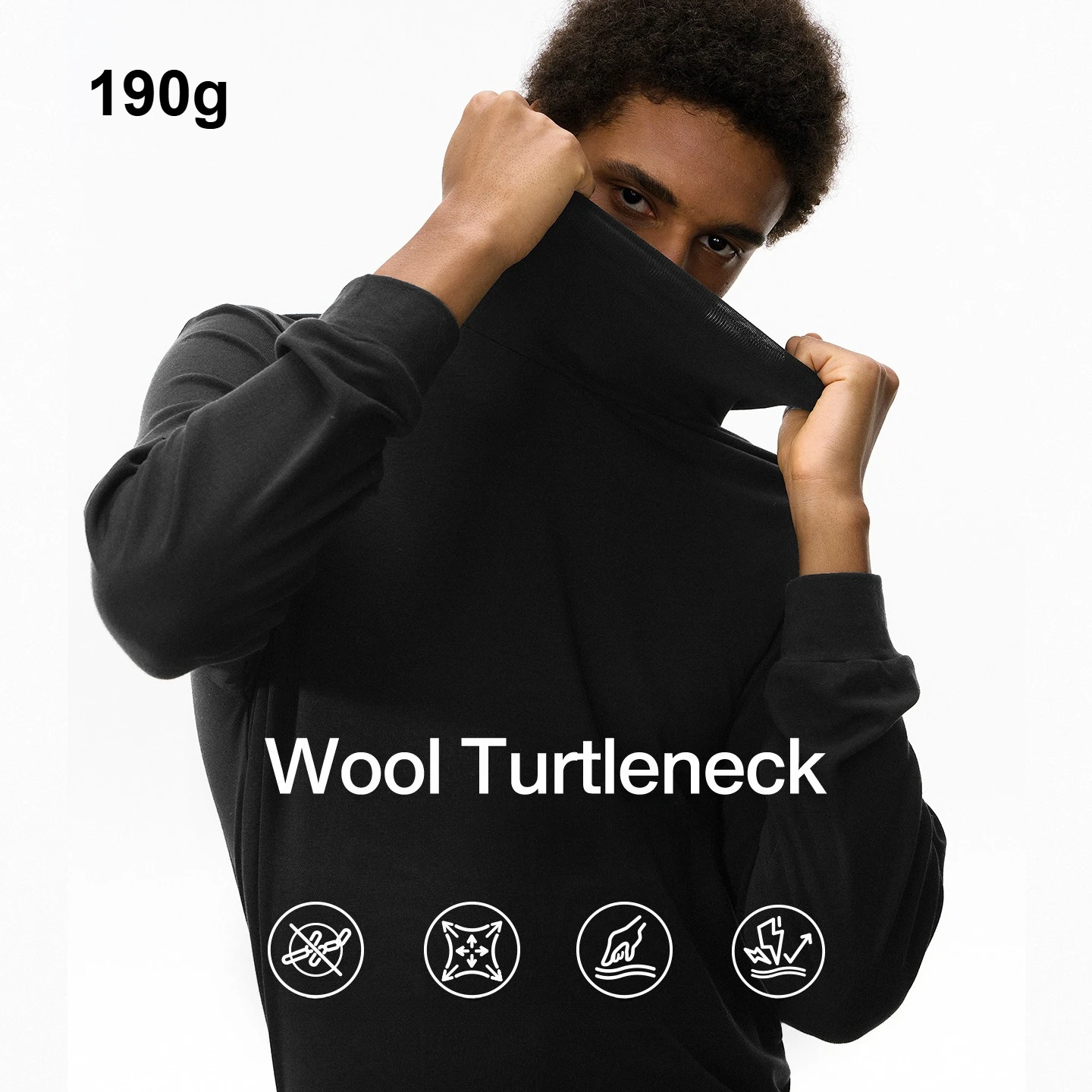 

Новое осеннее поступление, облегающая шерстяная водолазка с длинными рукавами, базовый слой, футболка высокого качества, мужская облегающая майка-190 г