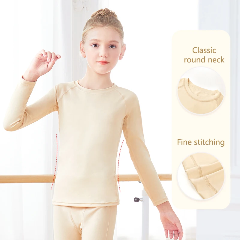 مجموعة ملابس رقص الباليه للفتيات بأكمام طويلة للأطفال، ملابس داخلية غير مرئية عارية، طبقة أساسية مناسبة لشكل الرقص #4