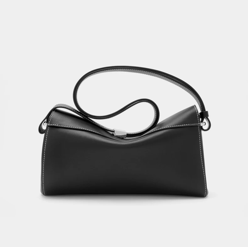 حقيبة صندوقية ناعمة متوسطة الحجم، جلد أسود، حقيبة كروس متعددة الاستخدامات راقية، كتف واحد، حقيبة طائرة ورقية تحت الإبط #3