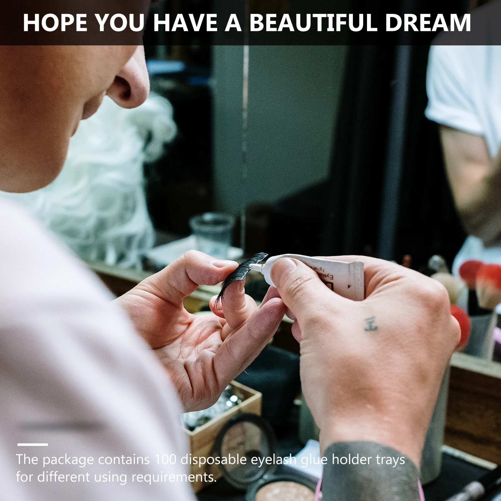 100 Uds herramienta de maquillaje soporte para injerto de pestañas bandeja fuerte para pestañas postizas con diseño a prueba de fugas para uso profesional de suministros de belleza