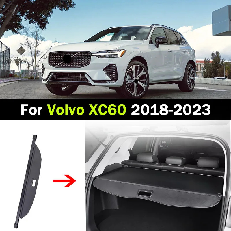 Car Rear Trunk Cargo Cover For Volvo XC60 2018-2023 2019 2020 Luggage Tray Storage Security Shade Shield Curtain Mat Partition