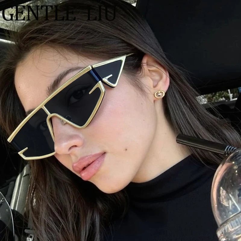 

Vintage Steampunk Irregular Shield Sunglasses Women 2025 Luxury Brand Trendy WindProof Cycling Y2K Punk Sun Glasses Shades UV400