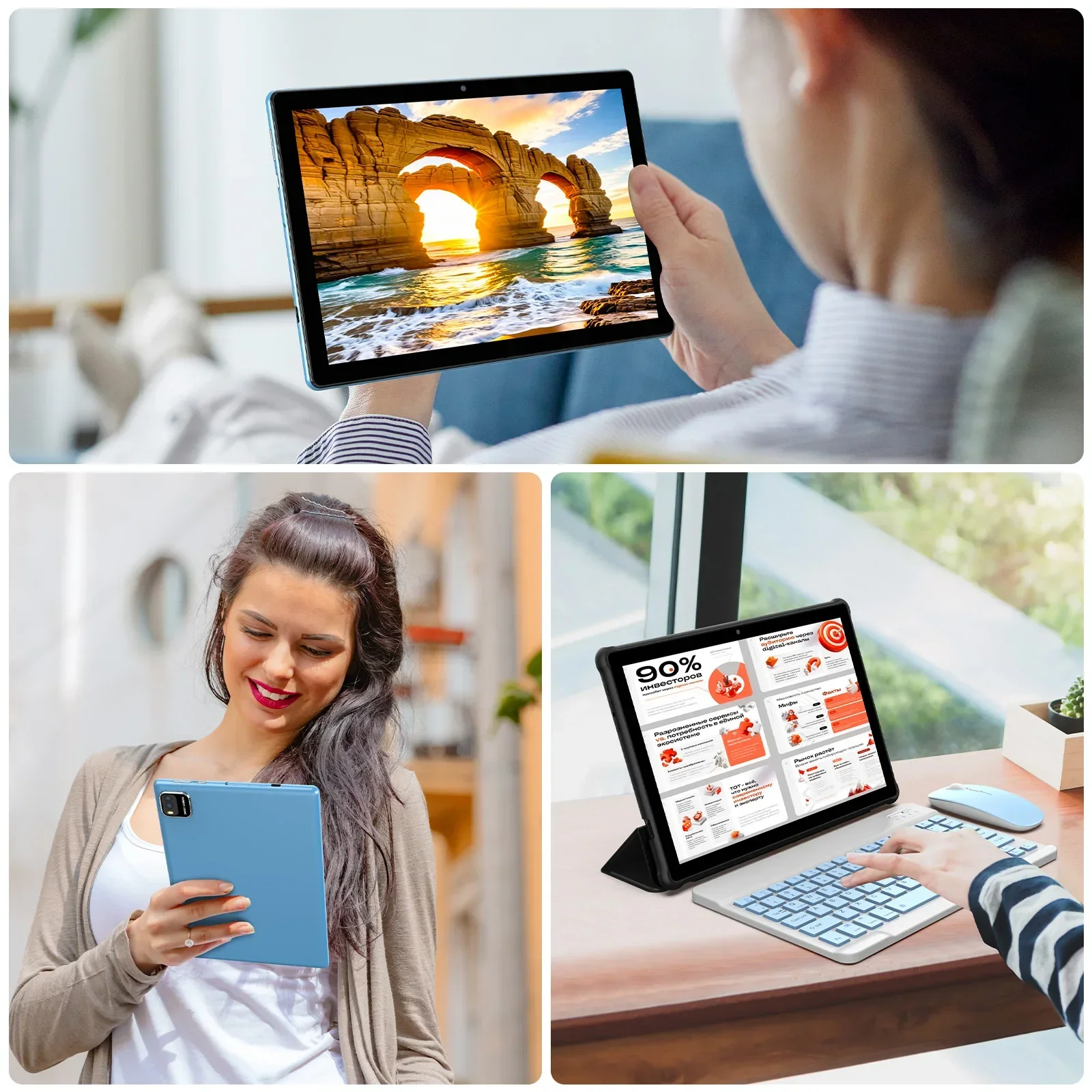 Latest Global Version Android 15 Tablet, 10-inch Tablet, Quad-core Processor, 1280*800 Resolution, 12 (3+9) GB RAM, 64GB Storage