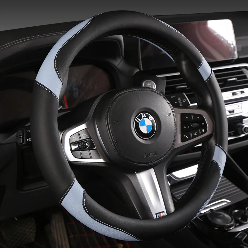 Car Steering Wheel Cover - Universal Car for Diverse Cars, Durable Leather Cover with Anti-Slip Lining, Fit for 14.5