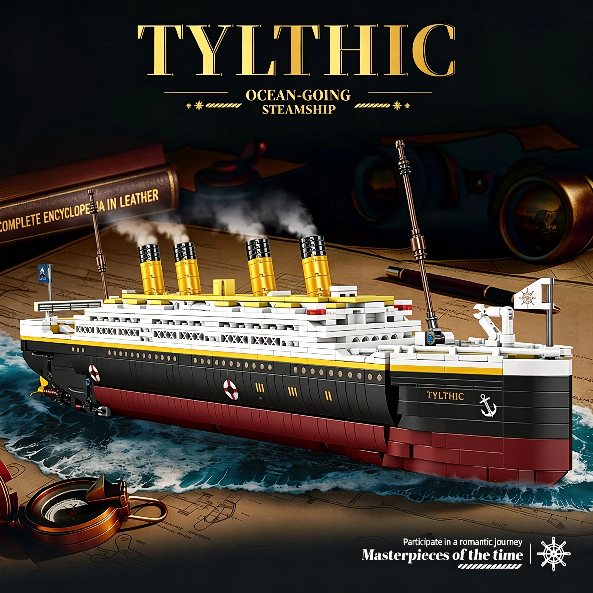 half-mechanical-titan-cruise-ship-building-blocks-large-retro-ship-puzzle-blocks-kids'-toy-ages-8-12-birthday-gift