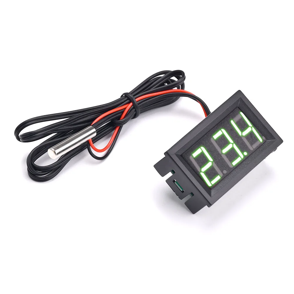 DC4~30V Miniature LED Digital Thermometer for Automotive Temperature Monitor with Temperature Probe, Measuring Range -50-120°C