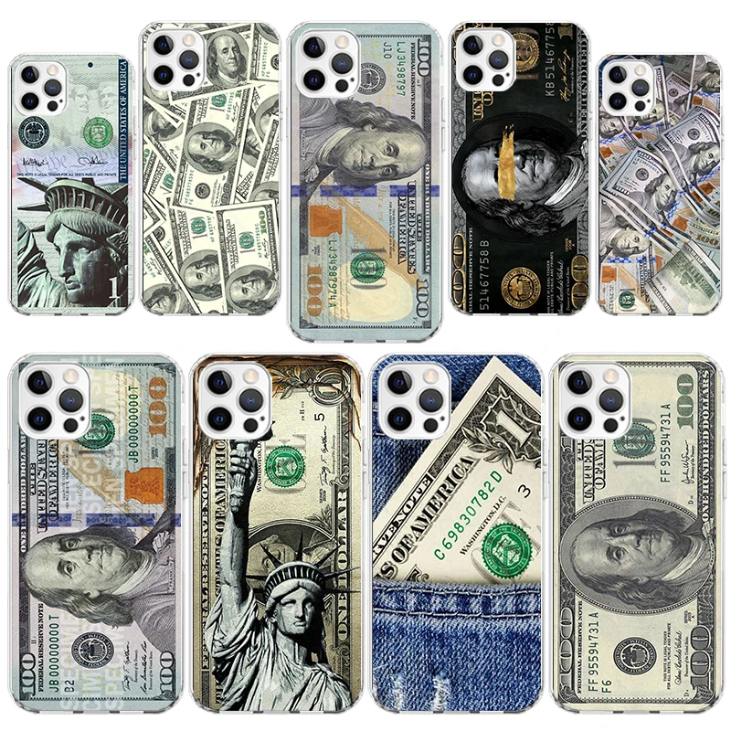 Banknote Dollar Cash Money Phone Case Cover for iPhone 16 15 14 Plus 13 12 Mini 11 Pro Max X XS XR 7 8 + SE Apple Soft Shockproo