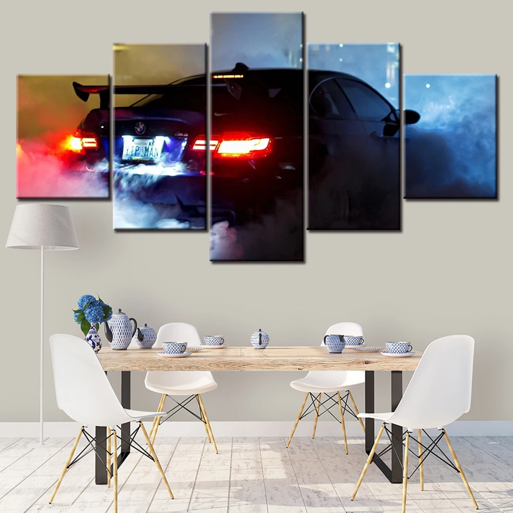 

5 Pieces Canvas New Style Super Sports Car Poster Painting Home Decor Living Room Wall Picture Bedroom Mural Framework Arts