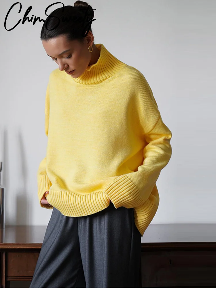 

Ленивый вязаный женский свитер, свободная водолазка с длинным рукавом, лоскутный женский пуловер, осень-зима 2021, универсальный женский трикотаж, новинка