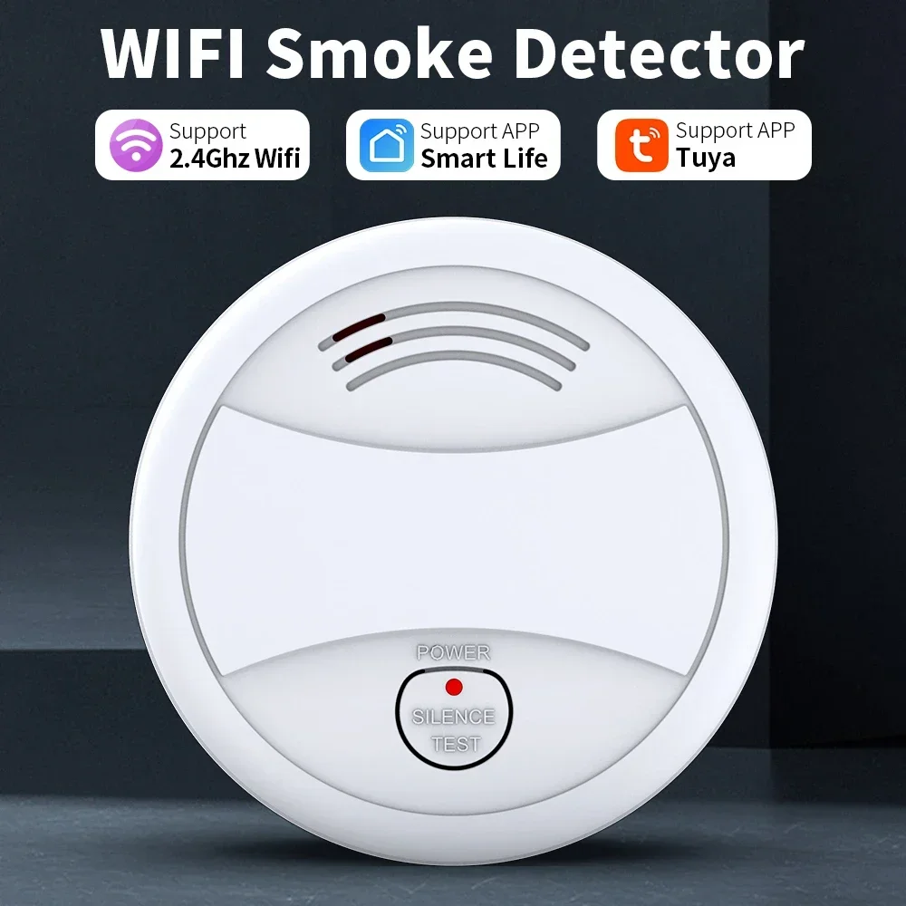 HIVA Tuya WIFI Rilevatore di fumo antincendio Sistema di allarme di sicurezza per giardino Casa di fumo Home Office SmartLife APP Controllo allarme