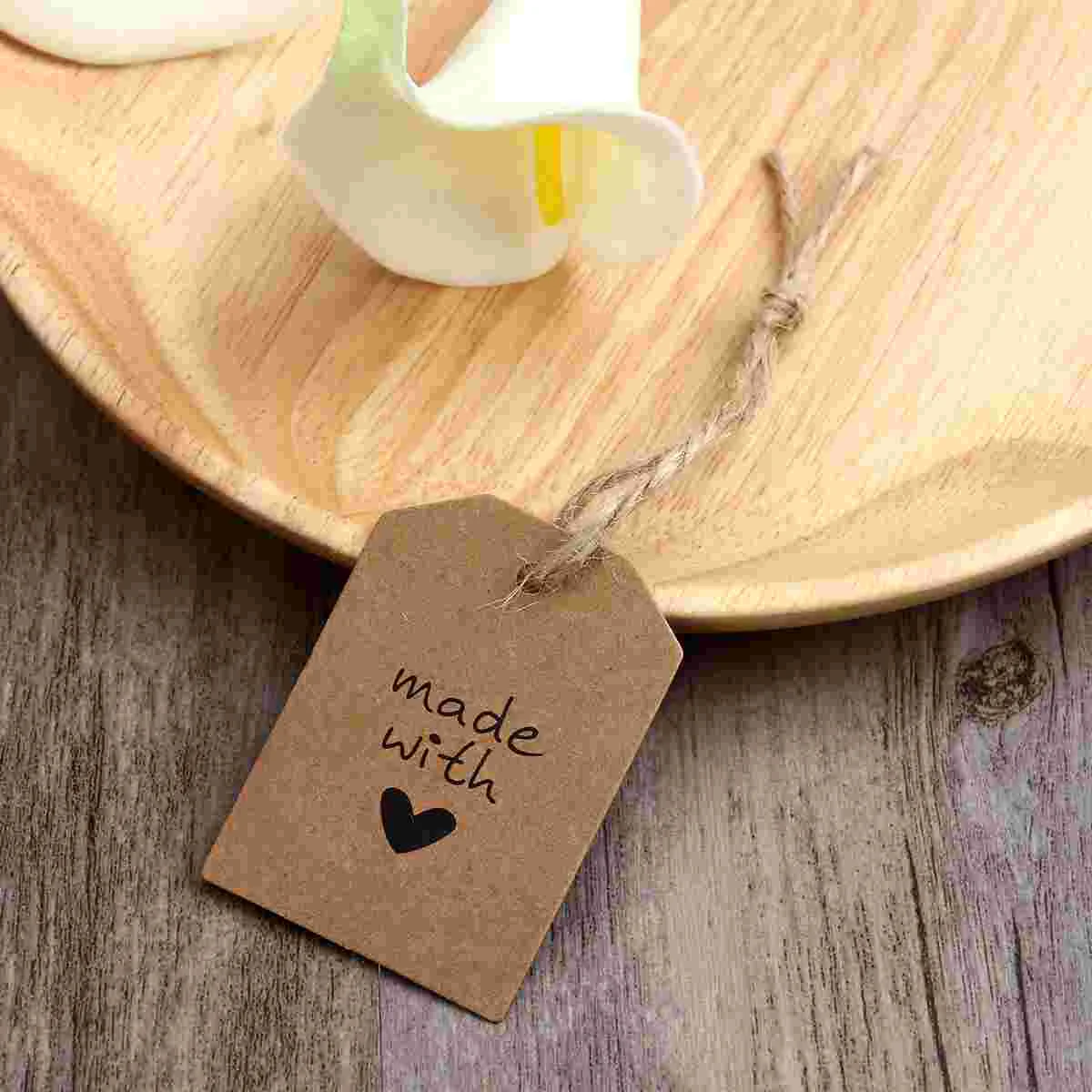 100 Stück „Made with Love“-Tags für Geschenke, Hochzeiten, Gastgeschenke, Kleidung, Herz, Buchstaben