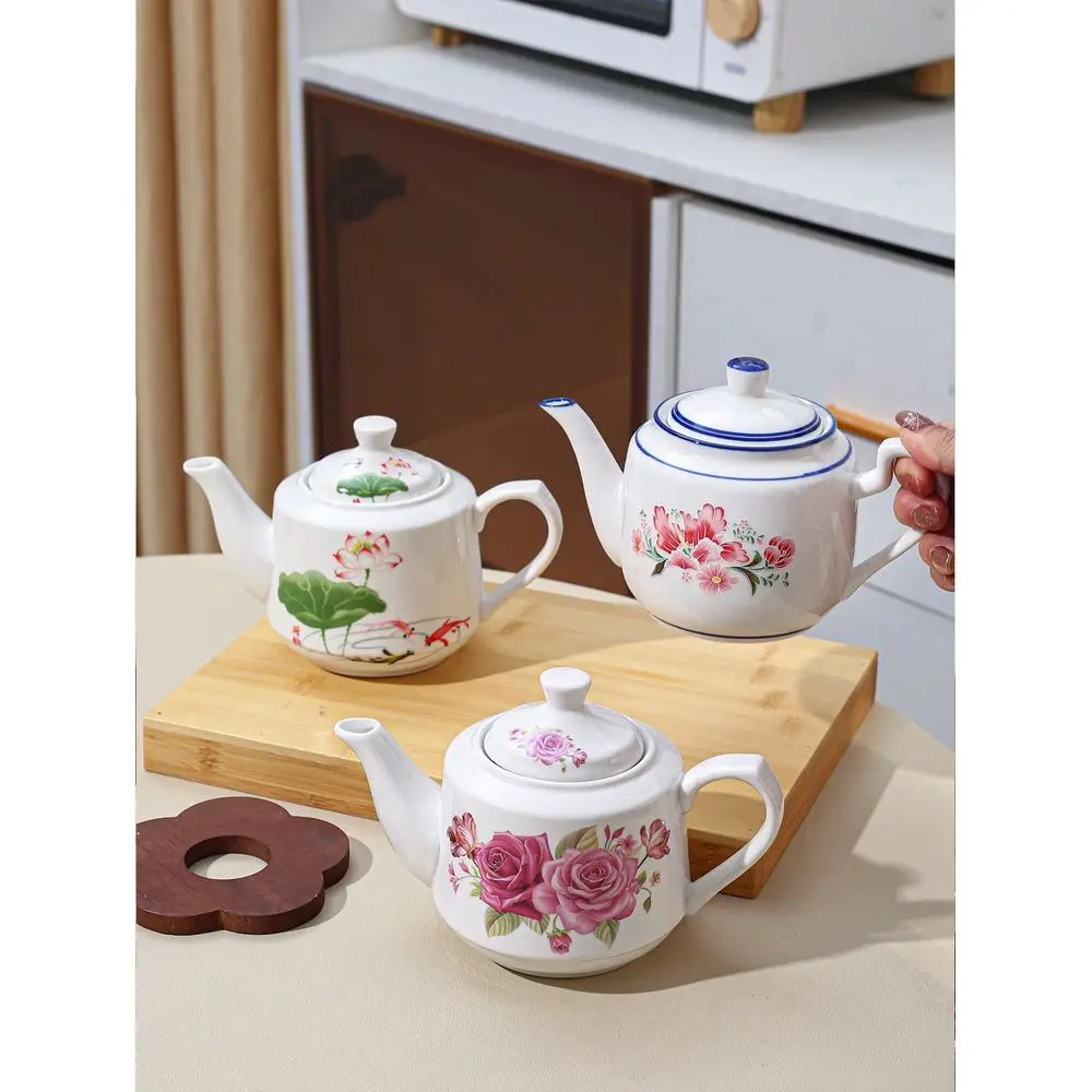 

Thick Ceramic Teapot Coffee Pot Water Pot With Infuser Strainer, Suitable For Tea, Coffee, Milk, Fruit Juice, Indoor Outdoor, W