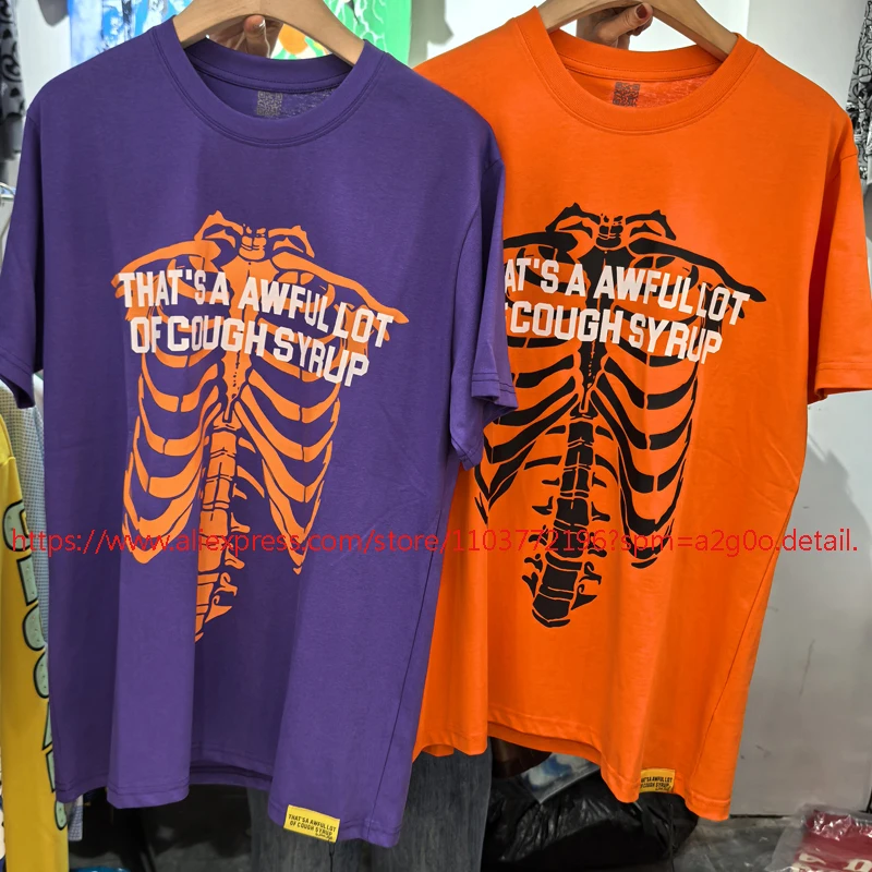 American Style THAT'S A AWFUL LOT OF COUGH SYRUP T-shirt High Quality Streetwear Logo Skeleton Print Short Sleeve Tee