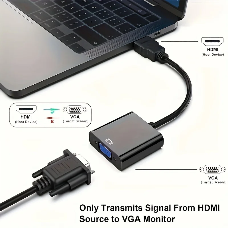 Premium Golden-Plated HDTV to VGA Adapter - Universally Compatible with Multiple Devices - Ideal for Computer, Desktop, Laptop,