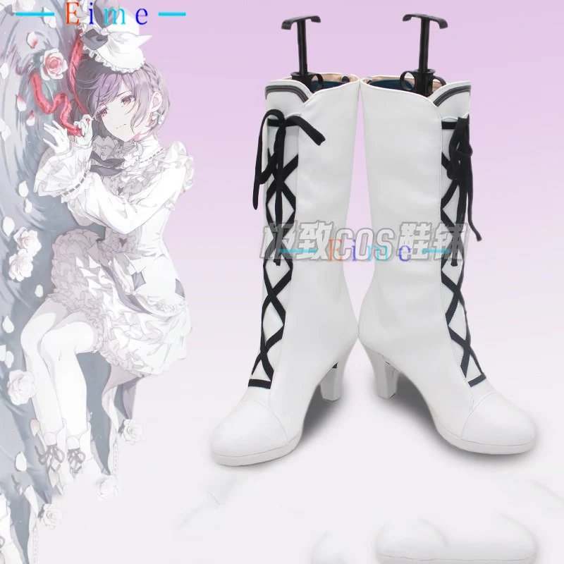 

Mafuyu Ena Yoisaki Kanade white Boots PJSK Cosplay Shoes Anime Cosplay Props Custom Made Big Size Halloween high heels