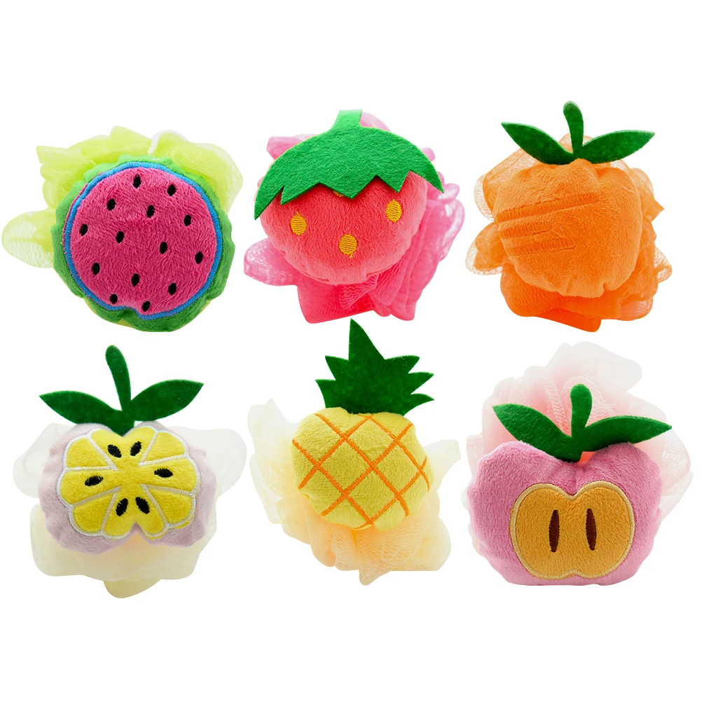 

6pcs Ball Mesh Sponge Shower Ball For Kids Exfoliating Cleansing Skin Care Body Wash Bathing Supplies With Rope