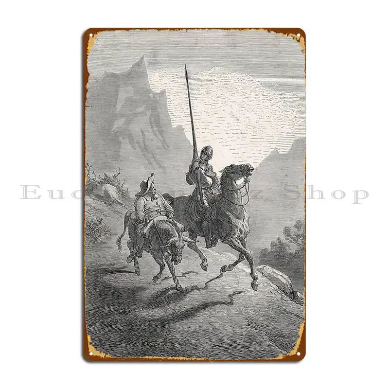 Don Quixote And Sancho Panza Metal Sign Poster Pub Mural Bar Cave Club Bar Create Mural Tin Sign Poster