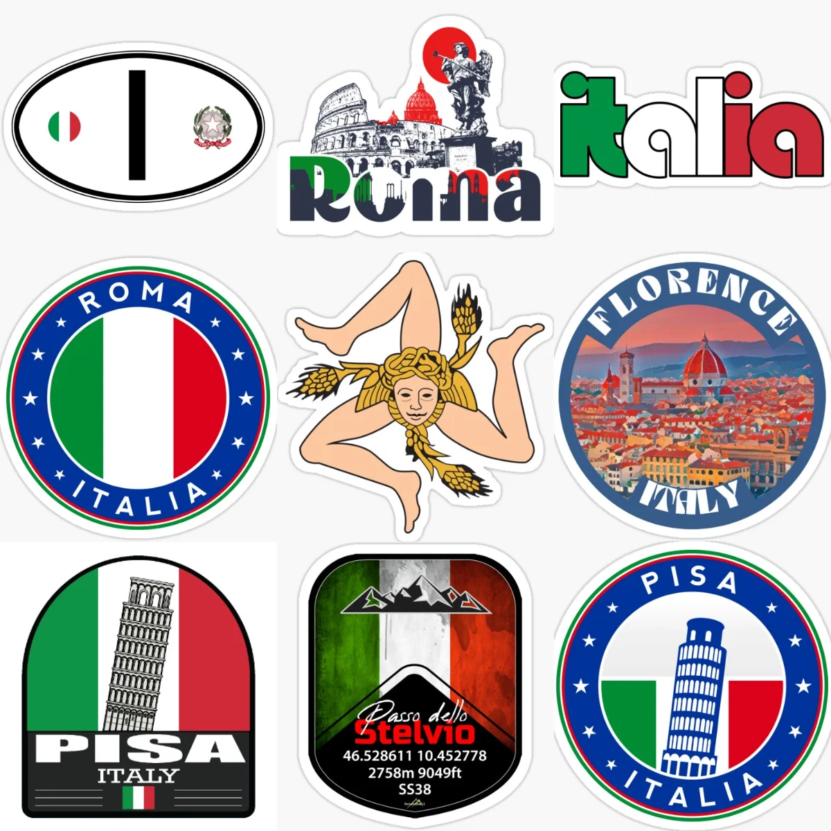 

Roma Italy Italia Flag Map Pisa Creative Personalized Car Stickers for Car Van Bicycle Window Helmet Wall Decoration Accessories