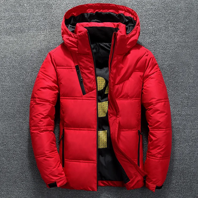 Winter Warme Männer Jacke Mantel Casual Herbst Stehkragen Puffer Dicken Hut Weiße Ente Parka Männliche männer Winter Unten jacke Mit Kapuze