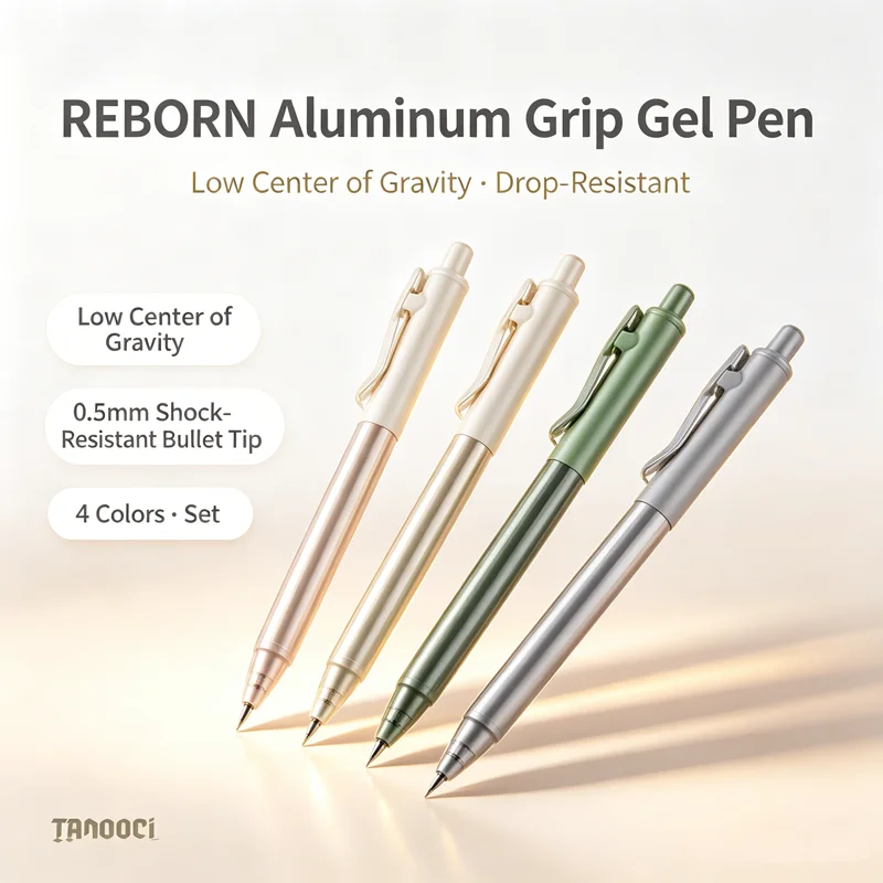 TANOOCI New Life Series Gel Pens,Aluminum Grip&Copper Tip Low Center Ballpoint Pen,Drop-Resistant Writing Pen For Office,School