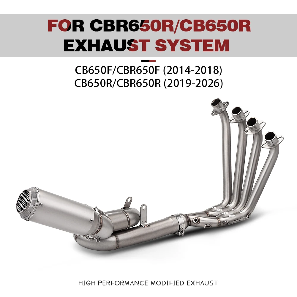 Stainless Steel Swivel Exhaust Front Mid Link Pipe Escape Moto For CB650F CB650R CBR650 CBR650F 2014-2026