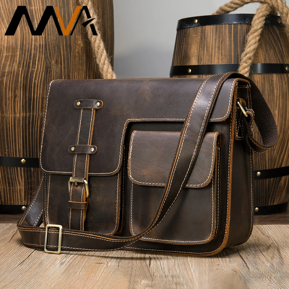 MVA Real Leather Crossbody Bags Female Luxury Brand Messenger Bag Crossbody Women Satchel Pack Laptop Shoulder Bag For Female