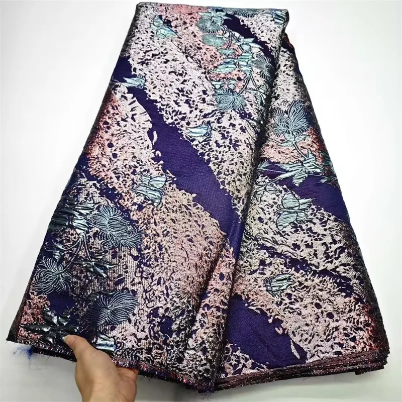 

Nigerian Jacquard Damask African Brocade Tulle Lace Fabric 2025 New French Women Gilded Lace for Party Dress Sew