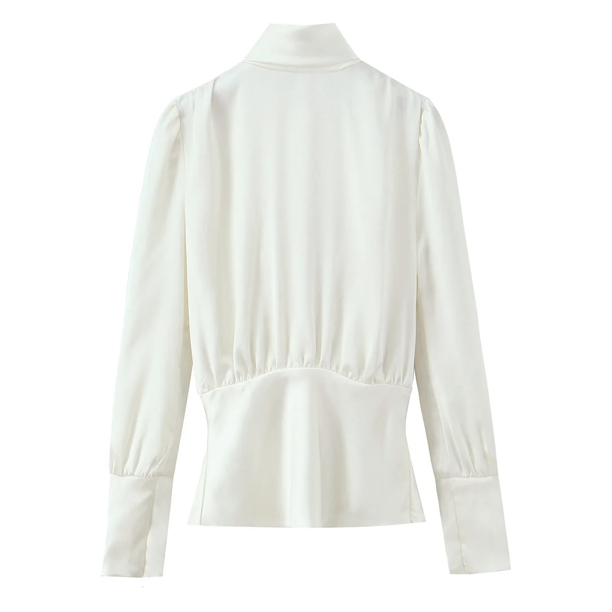 Blus Wanita DiYiG 2025 Musim Dingin, Model Baru, Tekstur Sutra Satin, Desain Draped, Retro, Lengan Panjang, Chic, Hiasan Pita di Belakang, Atasan Wanita